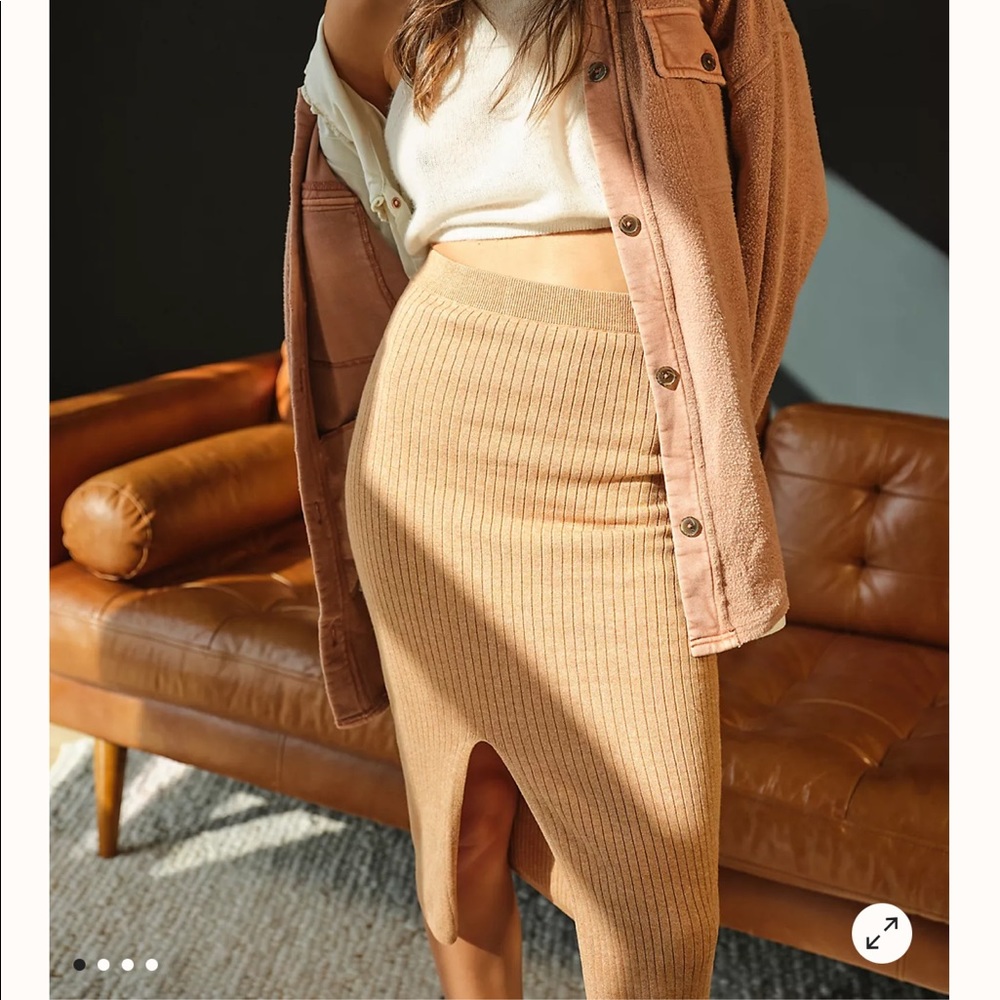 Free People Skyline Midi Skirt (Caramel Heather)